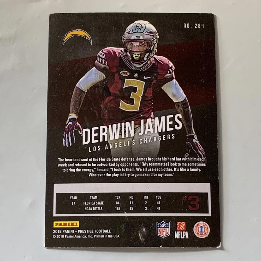 2018 Panini Prestige Football Trading Card - Derwin‎ James #284